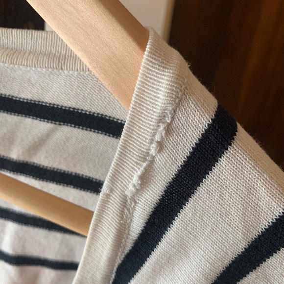 White Button Cardigan with Black Stripes - Picture 7 of 9